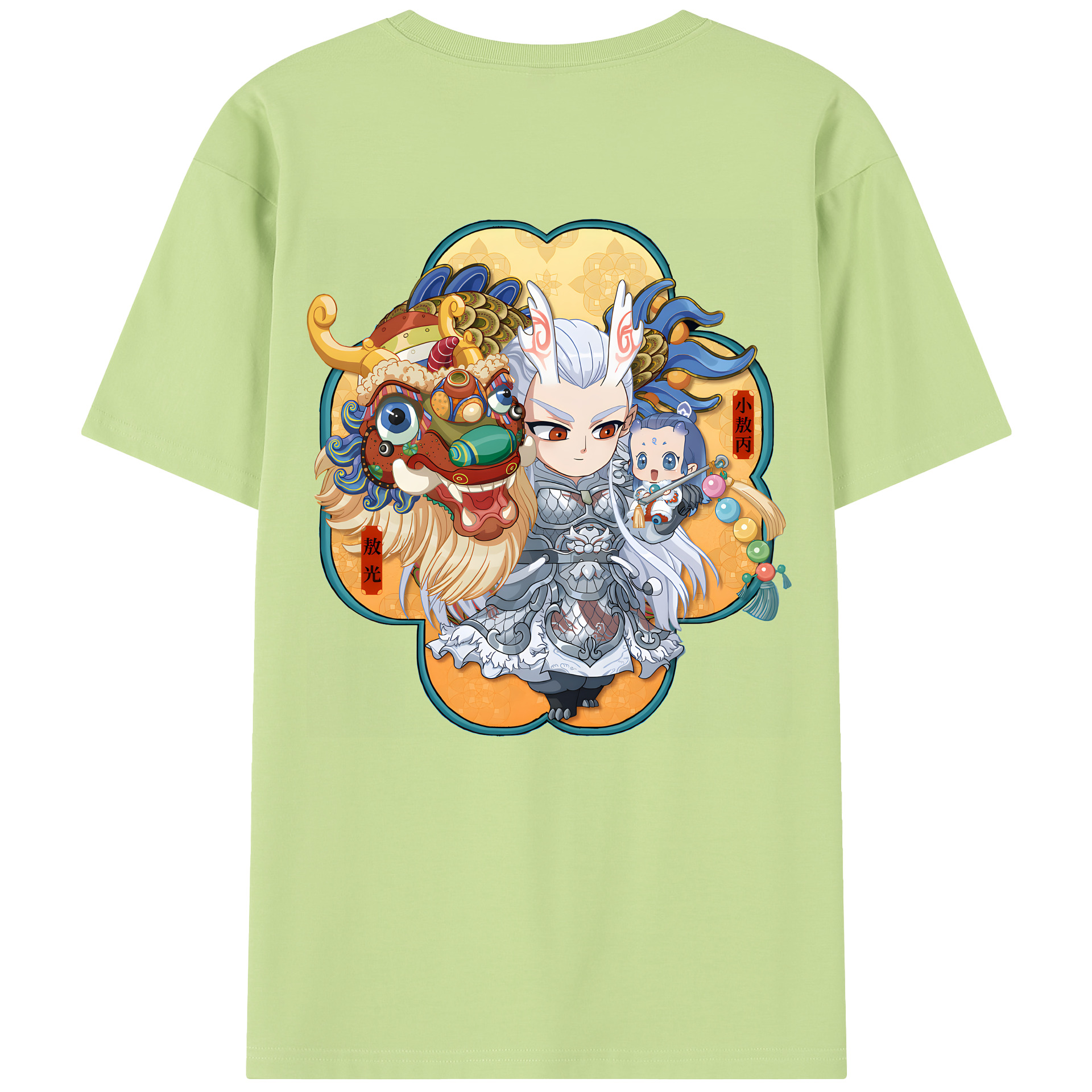 （画像用） Ne Zha 2 ナタ 魔童の大暴れ 綿100％半袖Tシャツ（背面プリント）